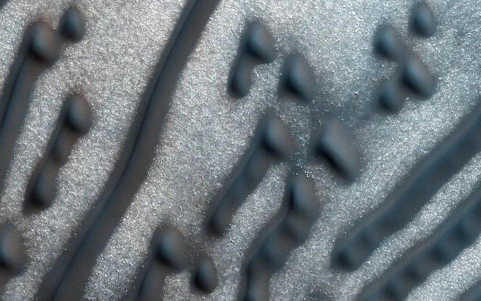 Black sand dunes on Mars